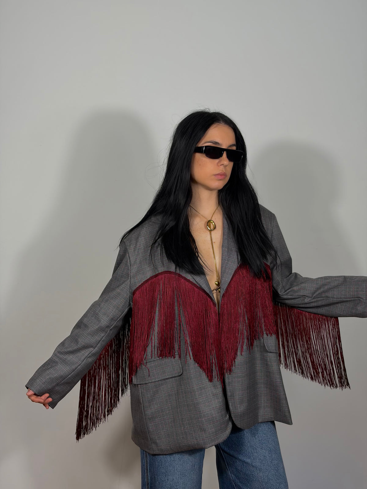 BLAZER FRANGE BORGOGNA