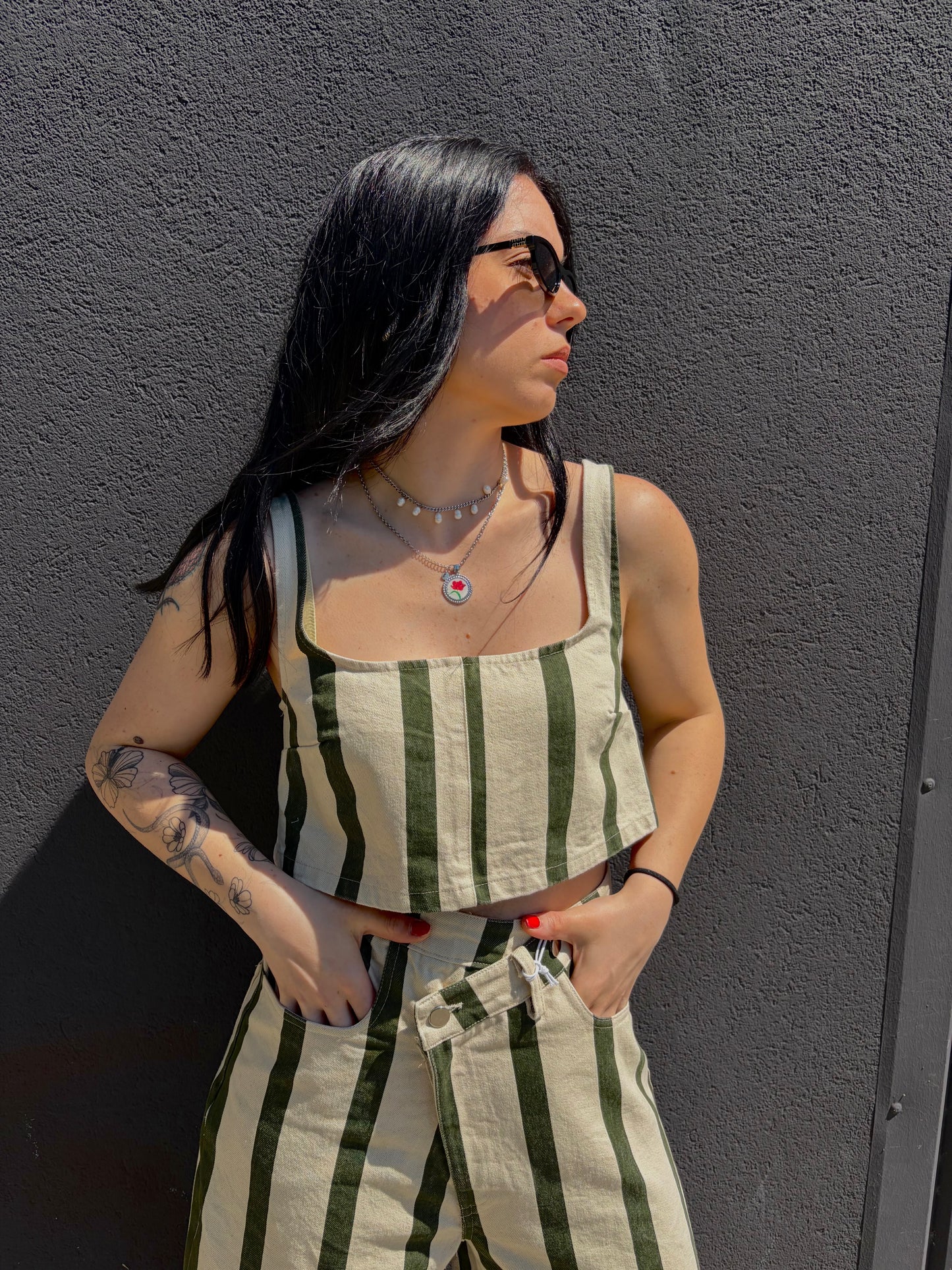 TOP RIGHE VERDE
