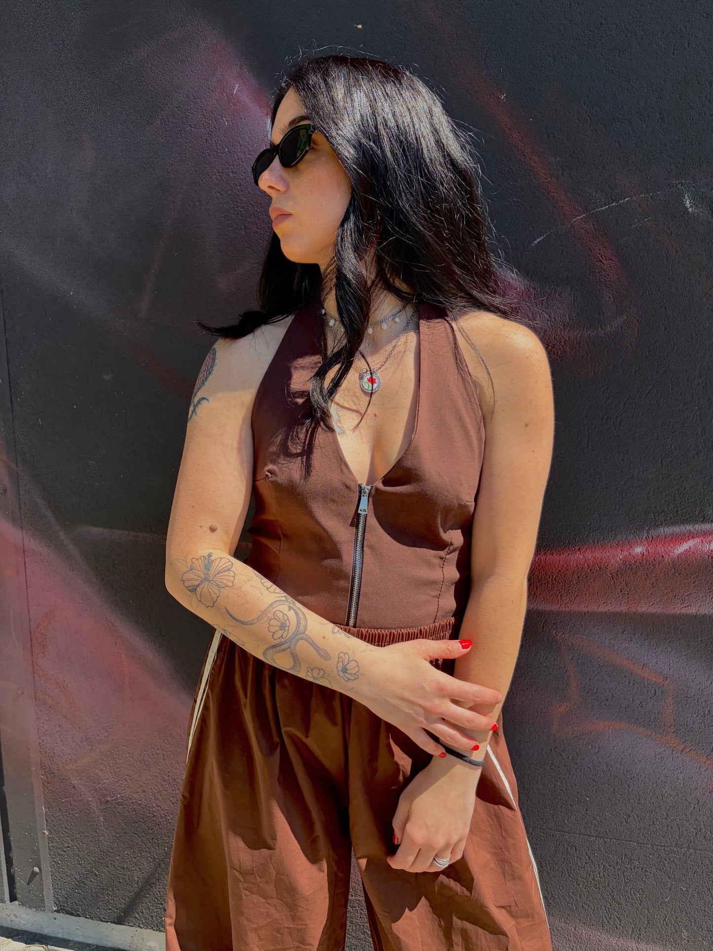 TOP ZIP MARRONE