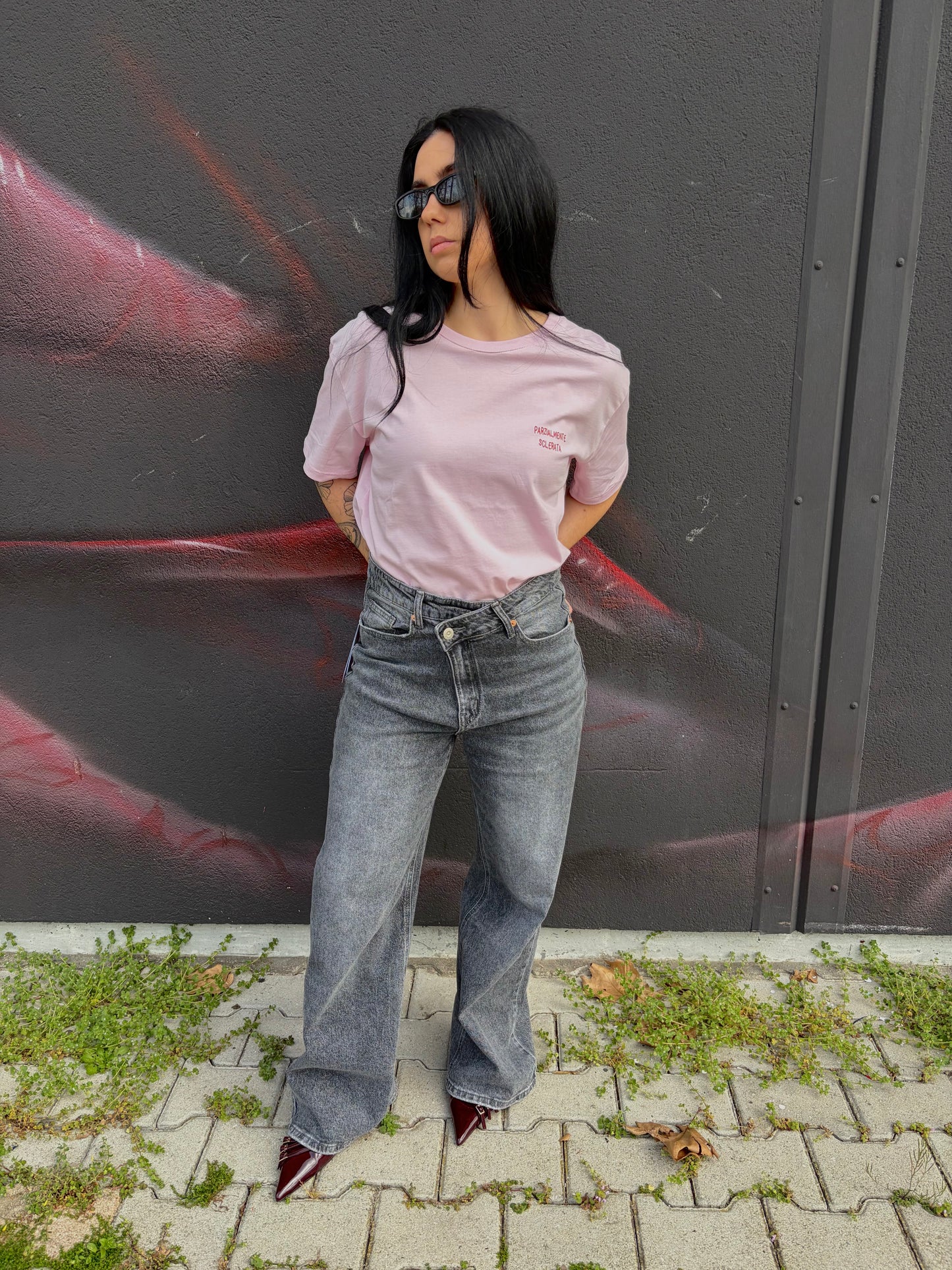 T-SHIRT PINK PARZIALMENTE SCLERATA