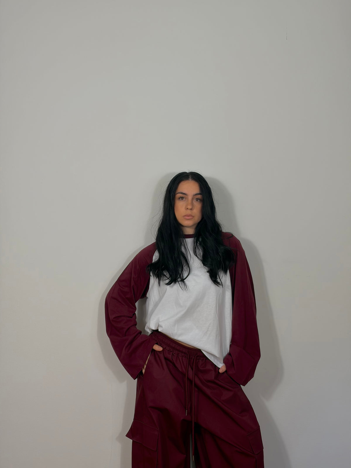 MAGLIA BICOLOR BORGOGNA