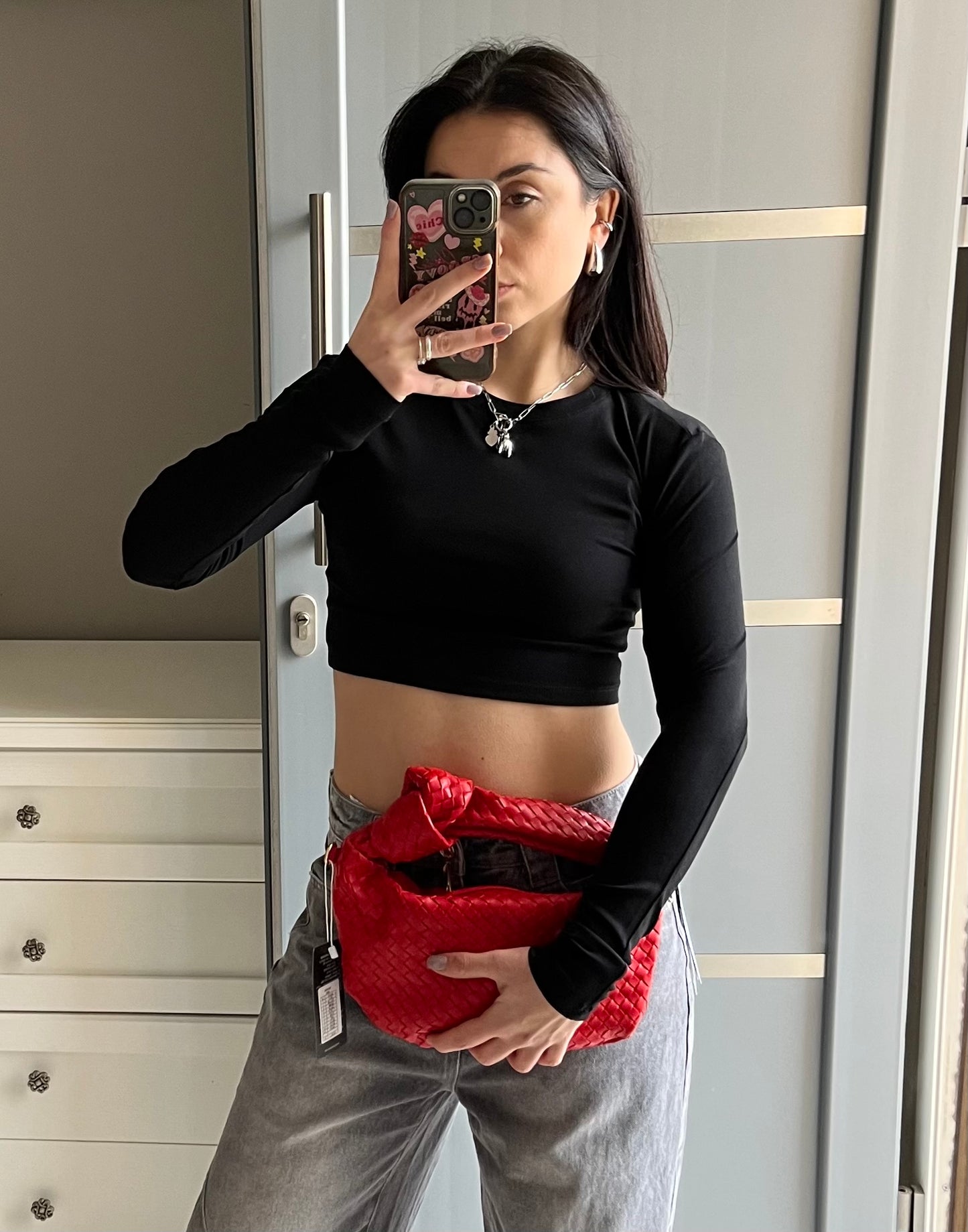 Maglia top crop nera Lumina