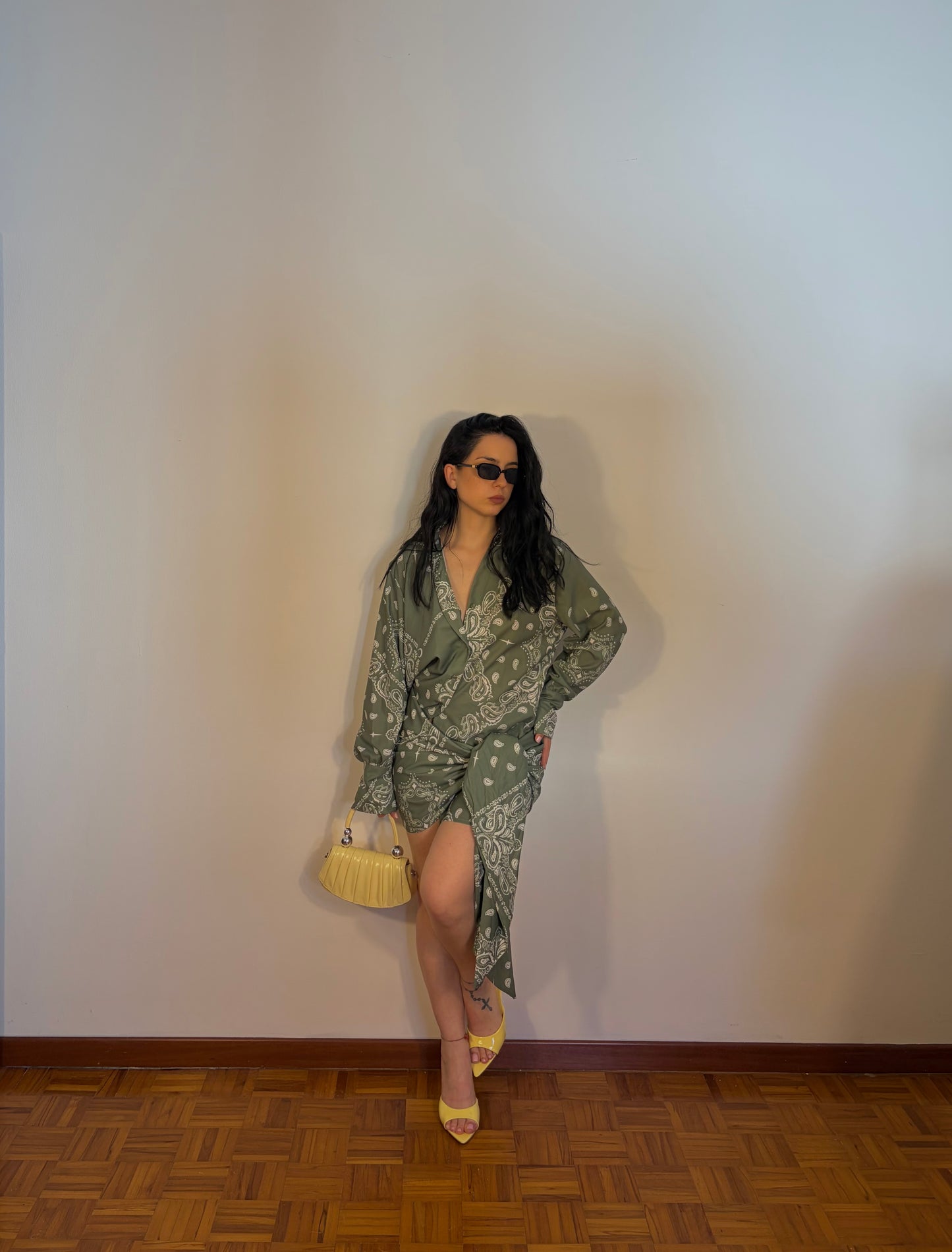 COMPLETO CAMICIA E GONNA PAREO VERDE