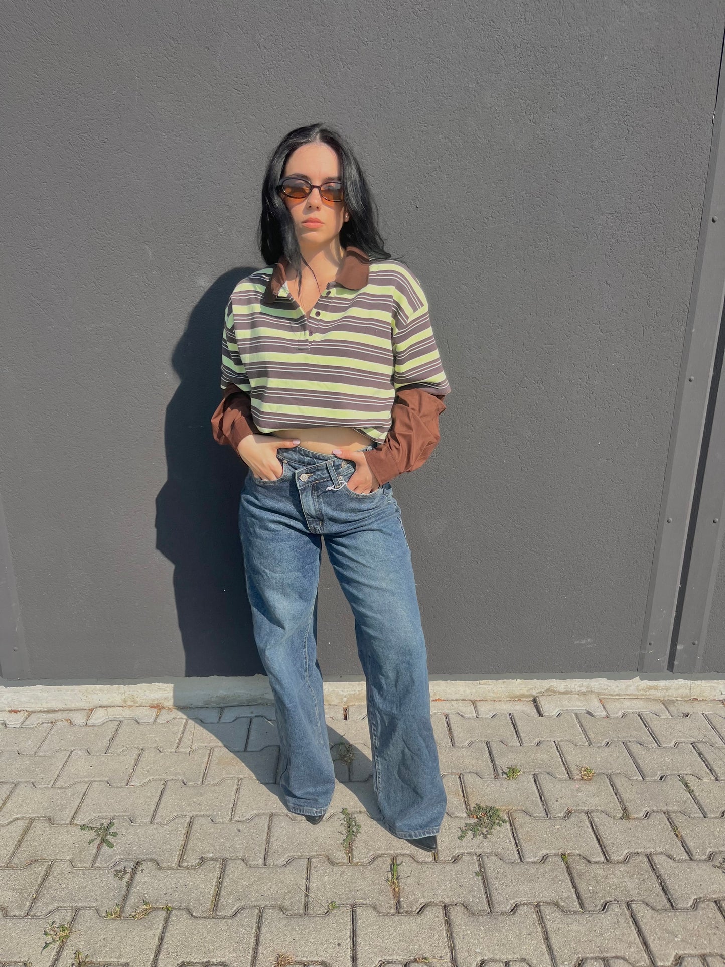 POLO STRIPES RETRO LIME/CIOCCOLATO