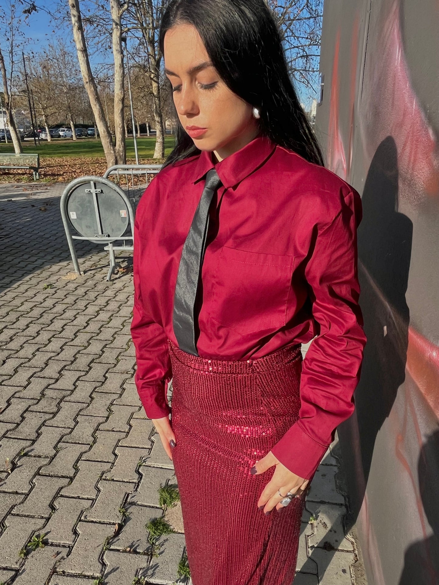 CAMICIA BASICA ROSSO VINO/BORDEAUX