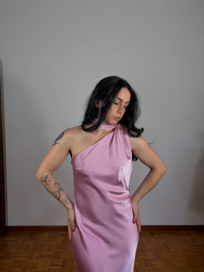 ABITO LUNGO MONOSPALLA ROSA ANTICO