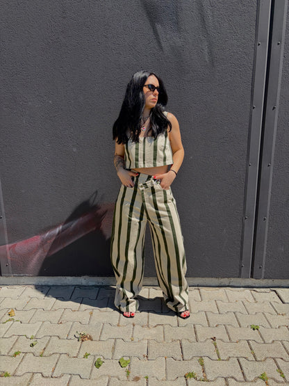 PANTALONE A RIGHE VERDE