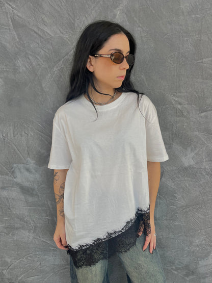 T-SHIRT PIZZO LUMINA BIANCA