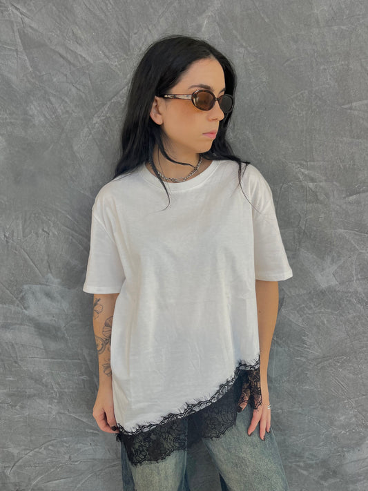 T-SHIRT PIZZO LUMINA BIANCA