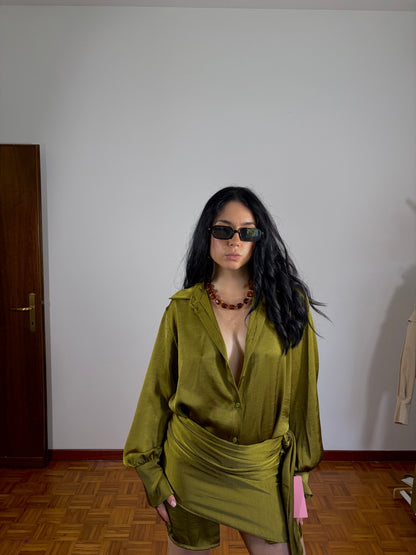 SET CAMICIA + PAREO RASO VERDE OLIVA