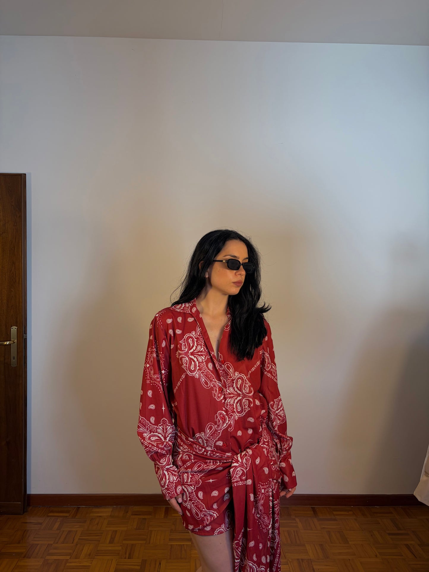 COMPLETO CAMICIA E GONNA PAREO RED