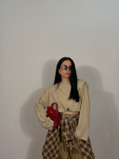 MAGLIA BASICA SPALLINE BEIGE