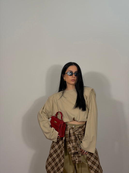 MAGLIA BASICA SPALLINE BEIGE