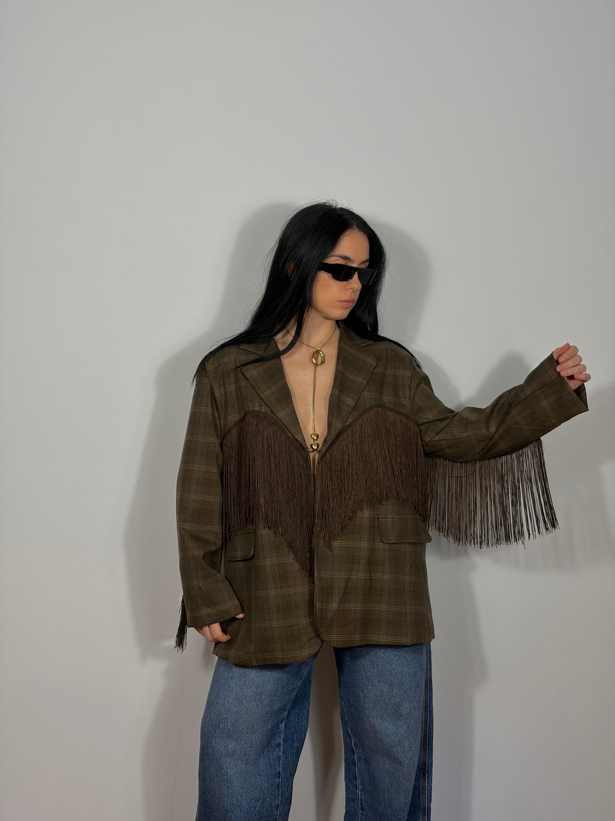BLAZER FRANGE MARRONE