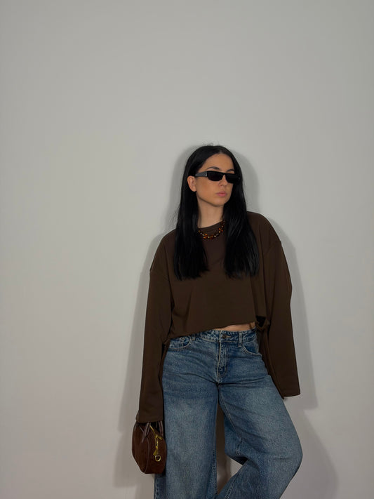 FELPA BROWN TOP CROP