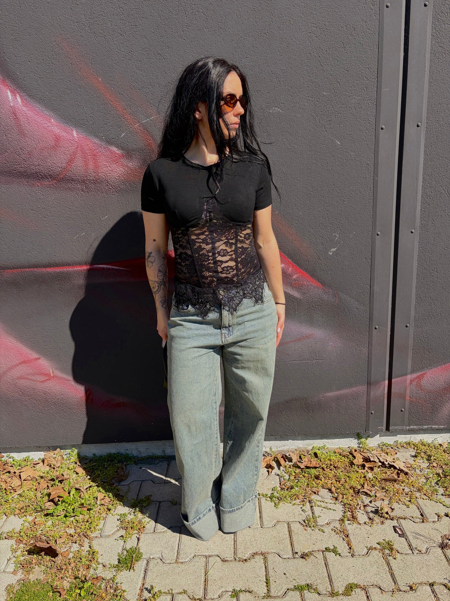 T-SHIRT NIKI PIZZO NERO