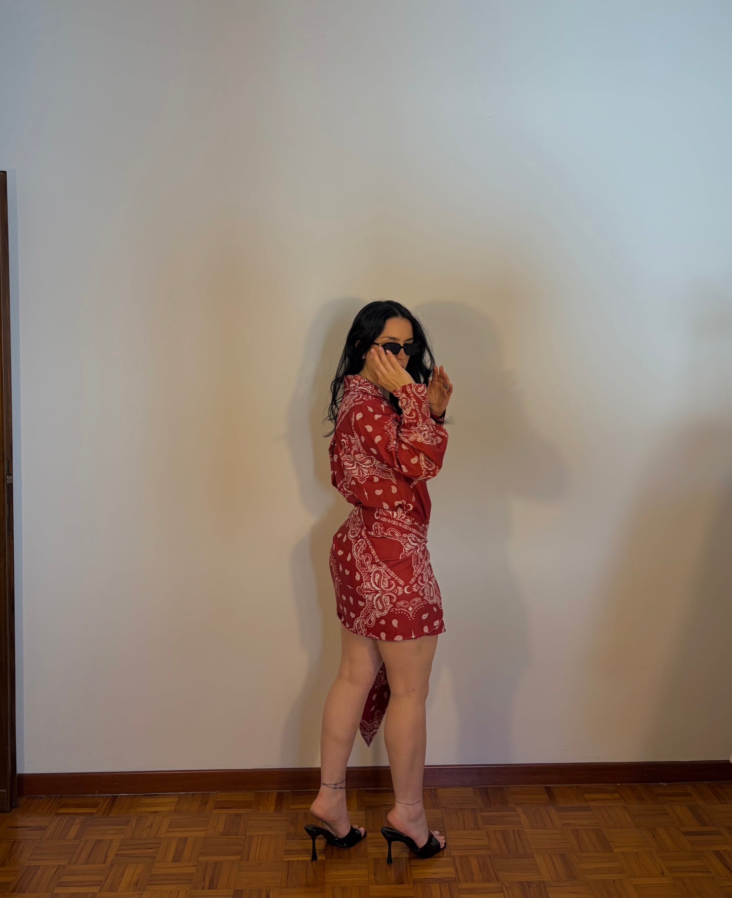 COMPLETO CAMICIA E GONNA PAREO RED