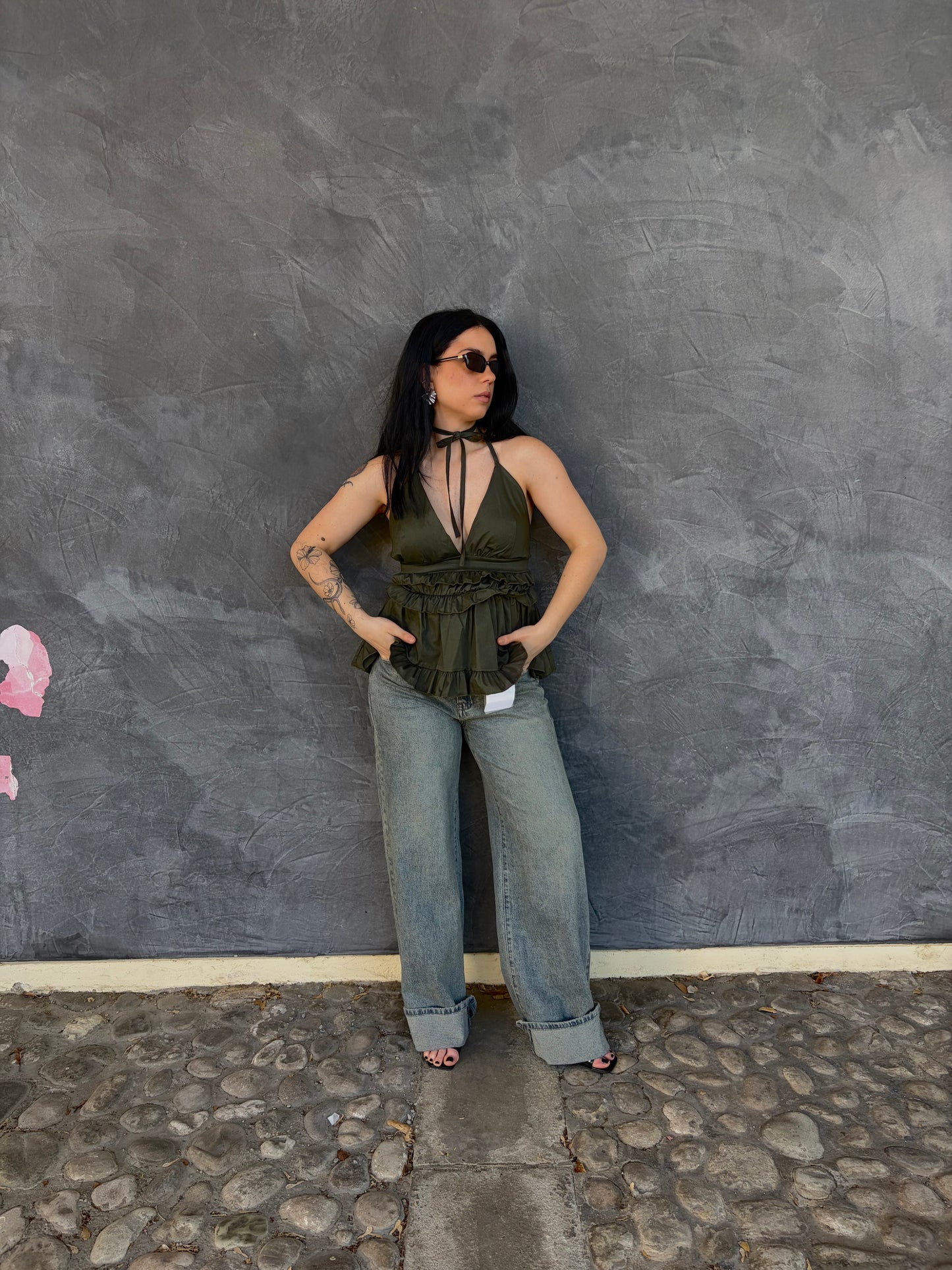 TOP CLODETTE VERDE MILITARE