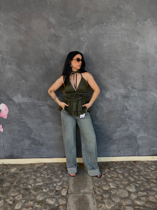 TOP CLODETTE VERDE MILITARE