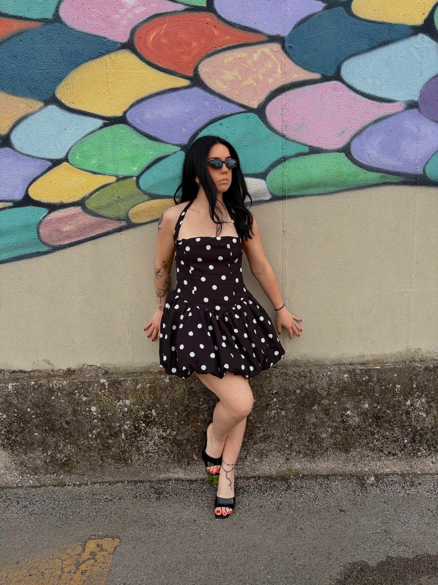MINI DRESS POIS NERO