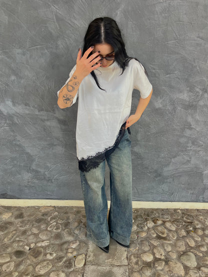 T-SHIRT PIZZO LUMINA BIANCA