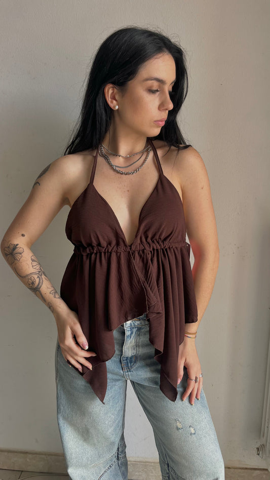 Top Denise marrone