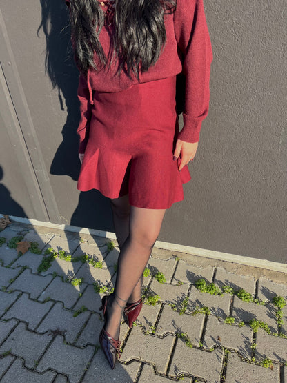 GONNA IN MAGLIA CON PINCES BORDEAUX