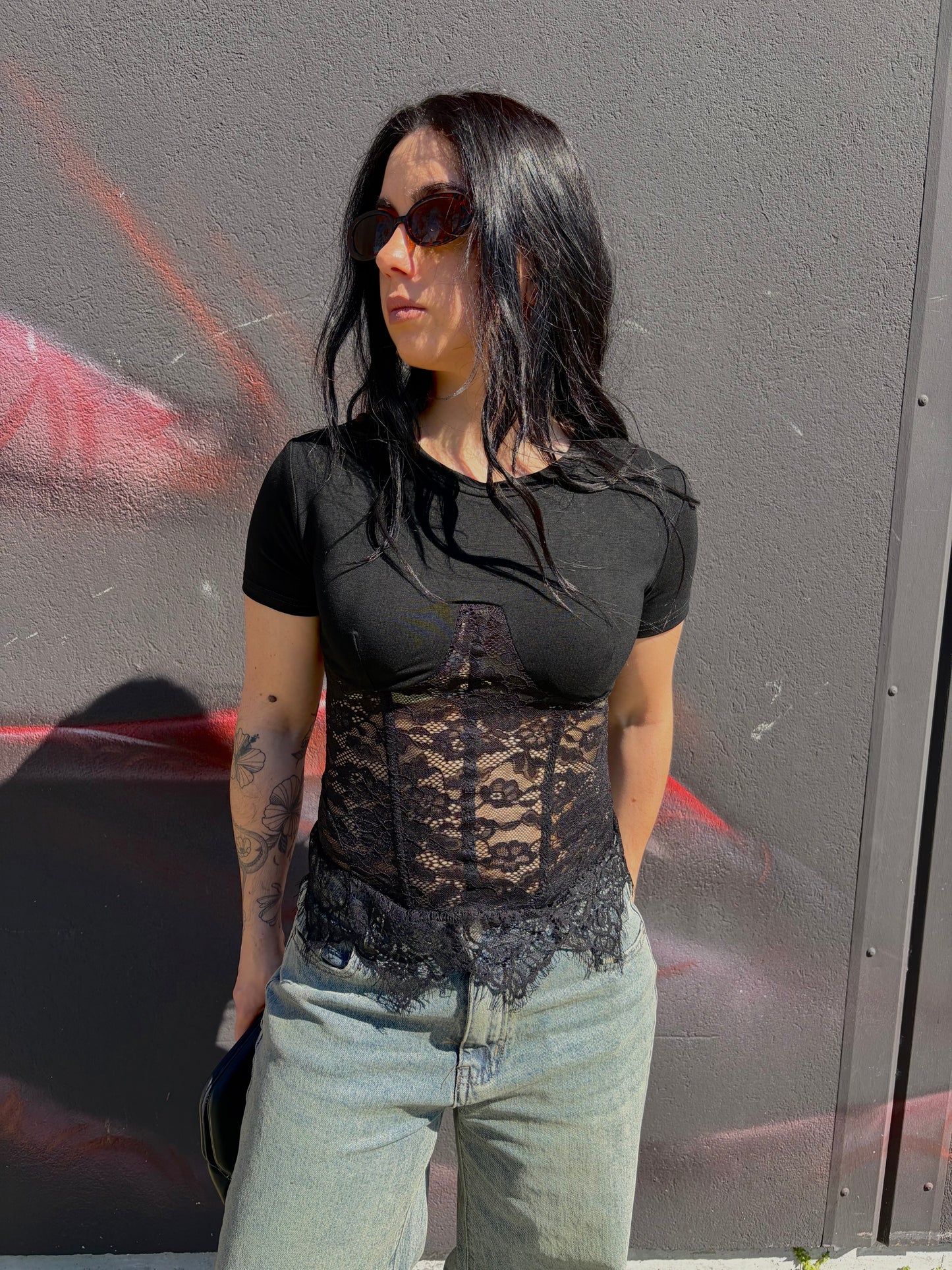 T-SHIRT NIKI PIZZO NERO