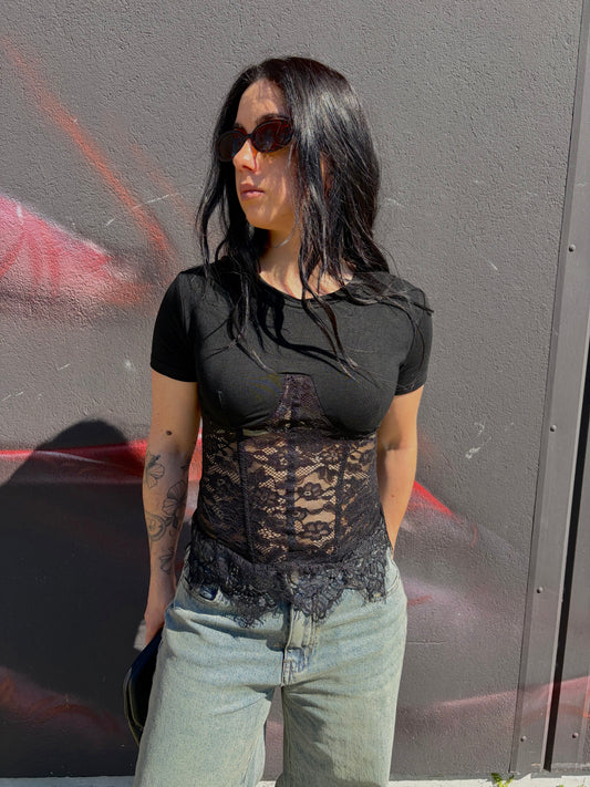 T-SHIRT NIKI PIZZO NERO