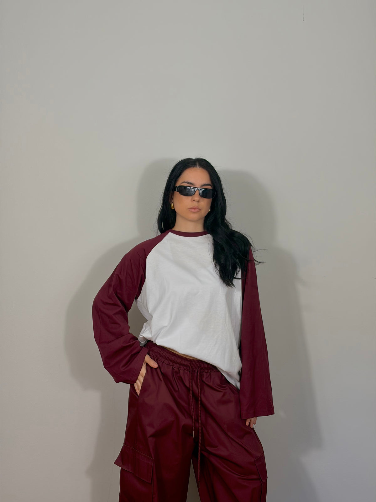 MAGLIA BICOLOR BORGOGNA