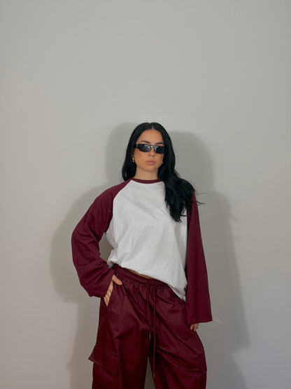 MAGLIA BICOLOR BORGOGNA