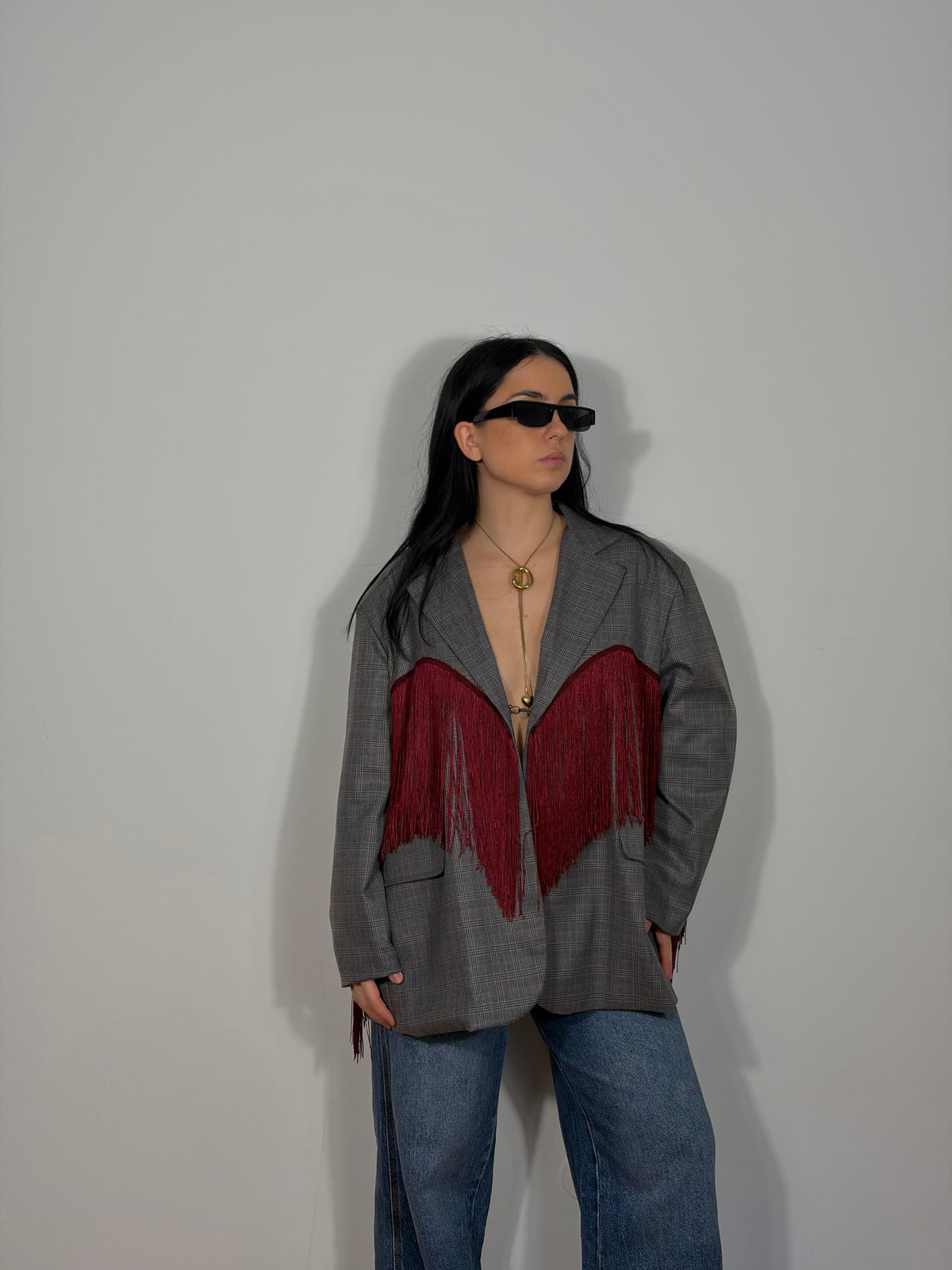 BLAZER FRANGE BORGOGNA
