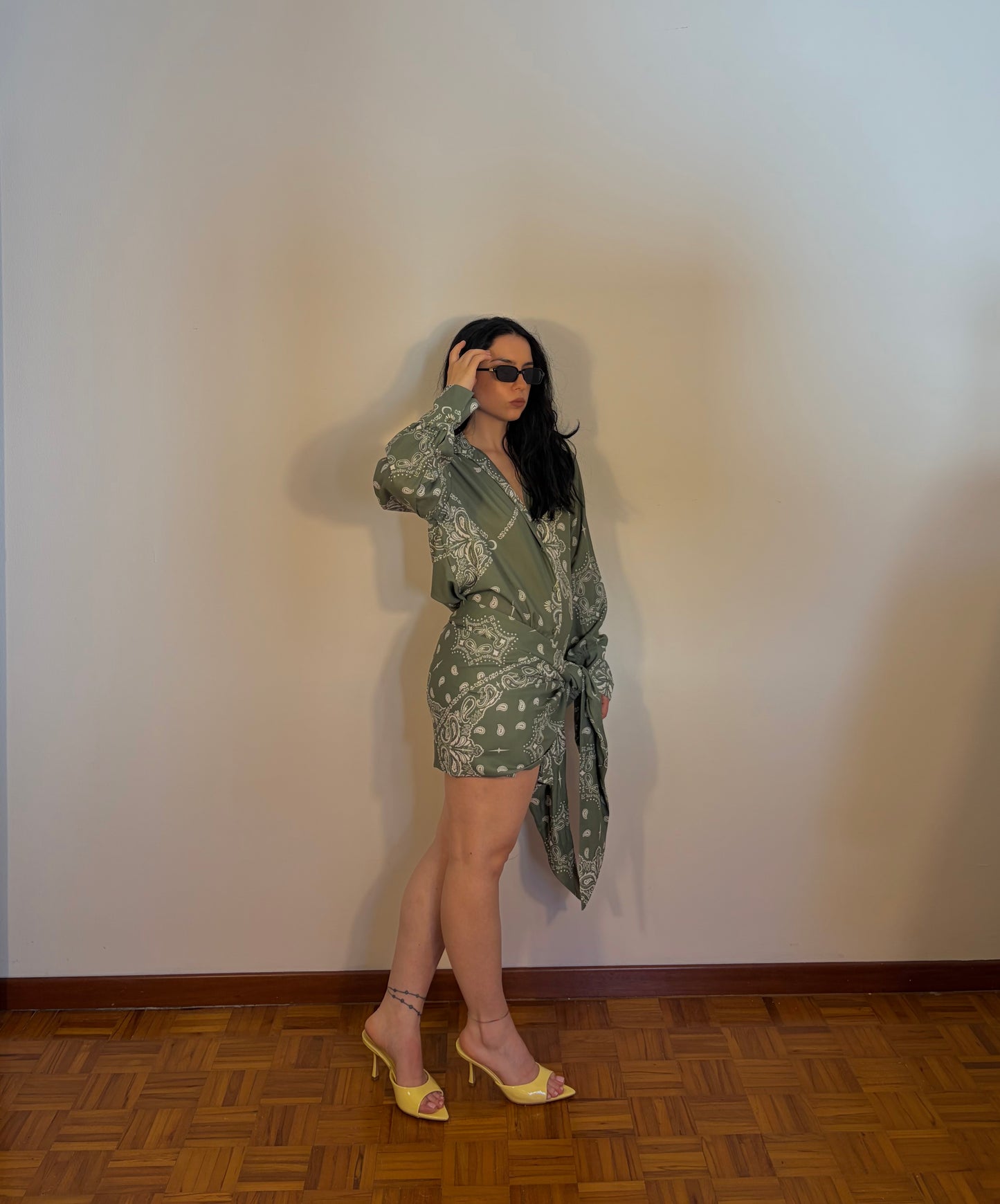 COMPLETO CAMICIA E GONNA PAREO VERDE