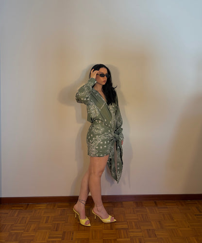 COMPLETO CAMICIA E GONNA PAREO VERDE