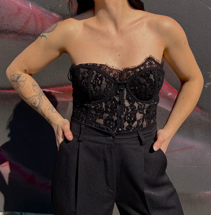 BUSTIER GRETA PIZZO NERO