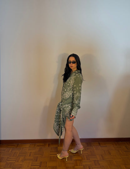 COMPLETO CAMICIA E GONNA PAREO VERDE