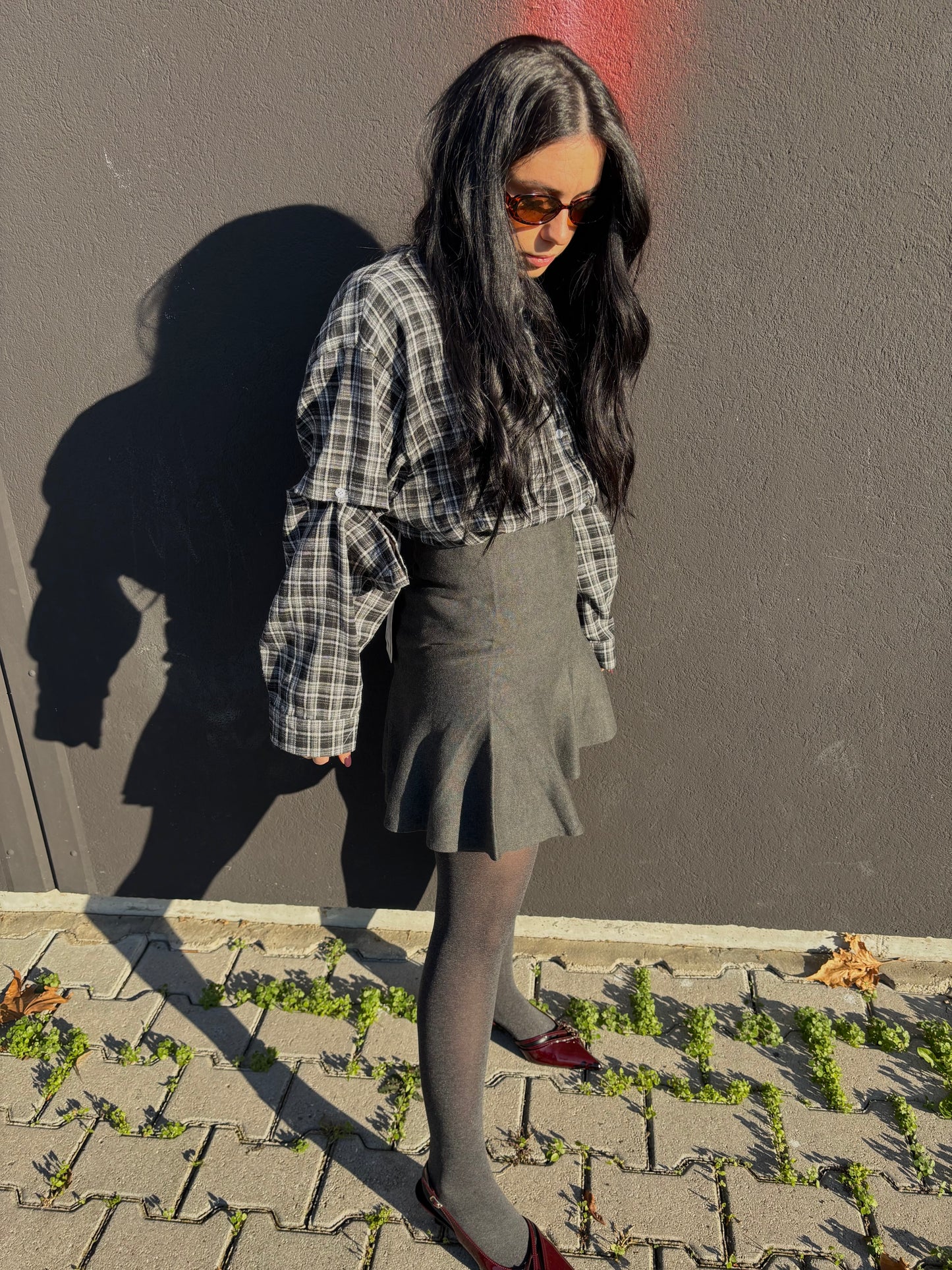 GONNA IN MAGLIA CON PINCES GRIGIO