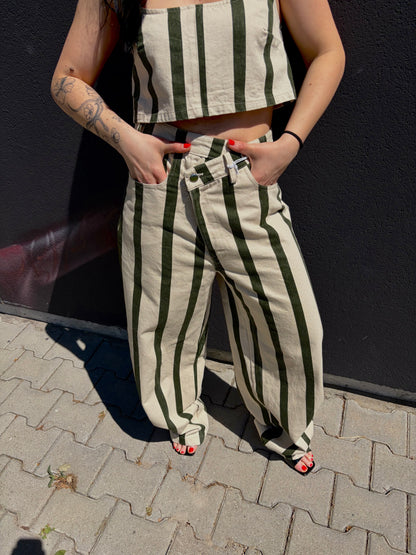 PANTALONE A RIGHE VERDE