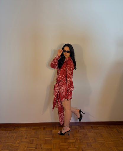 COMPLETO CAMICIA E GONNA PAREO RED
