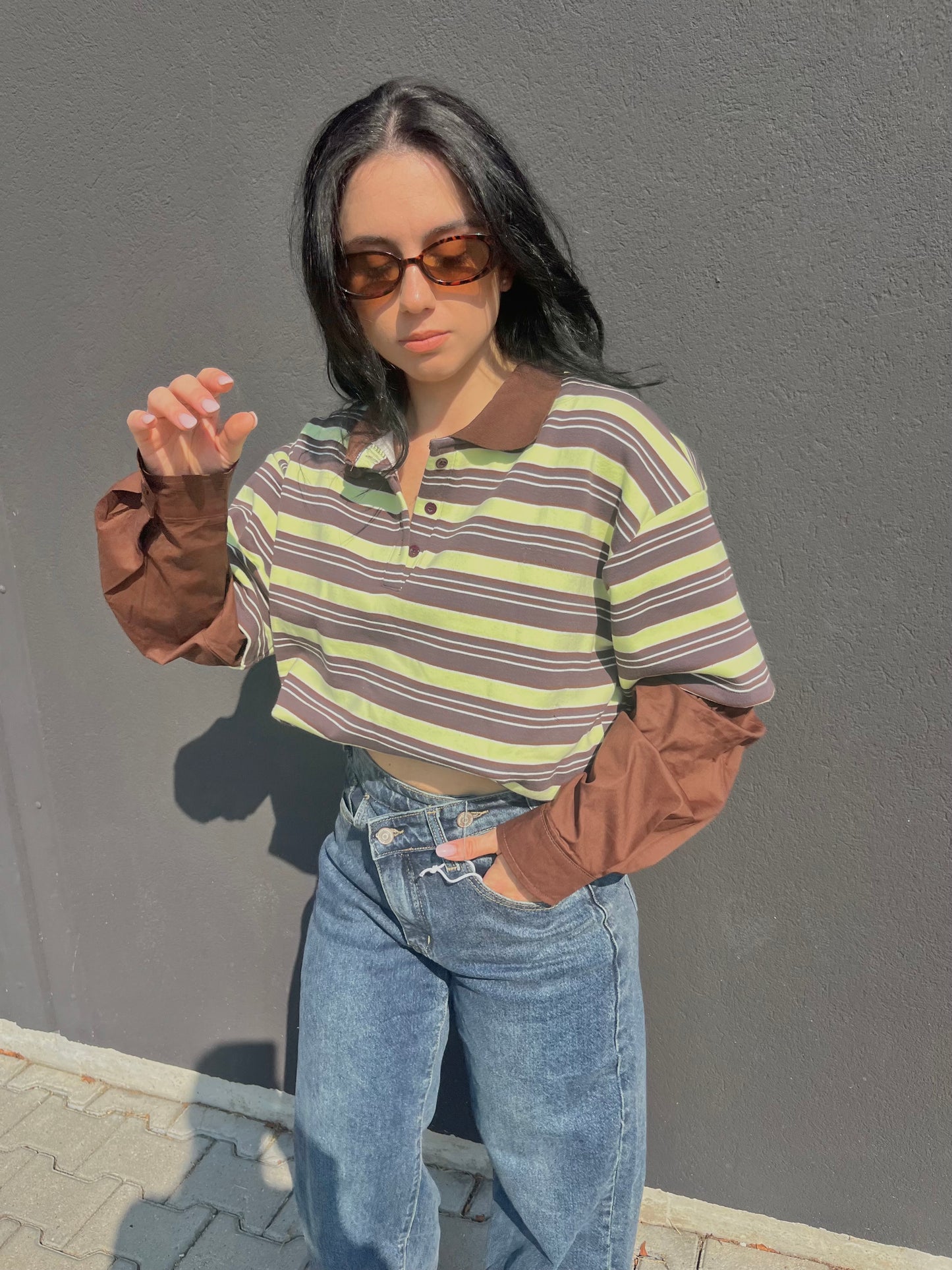 POLO STRIPES RETRO LIME/CIOCCOLATO