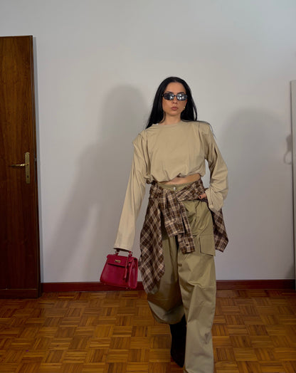 MAGLIA BASICA SPALLINE BEIGE