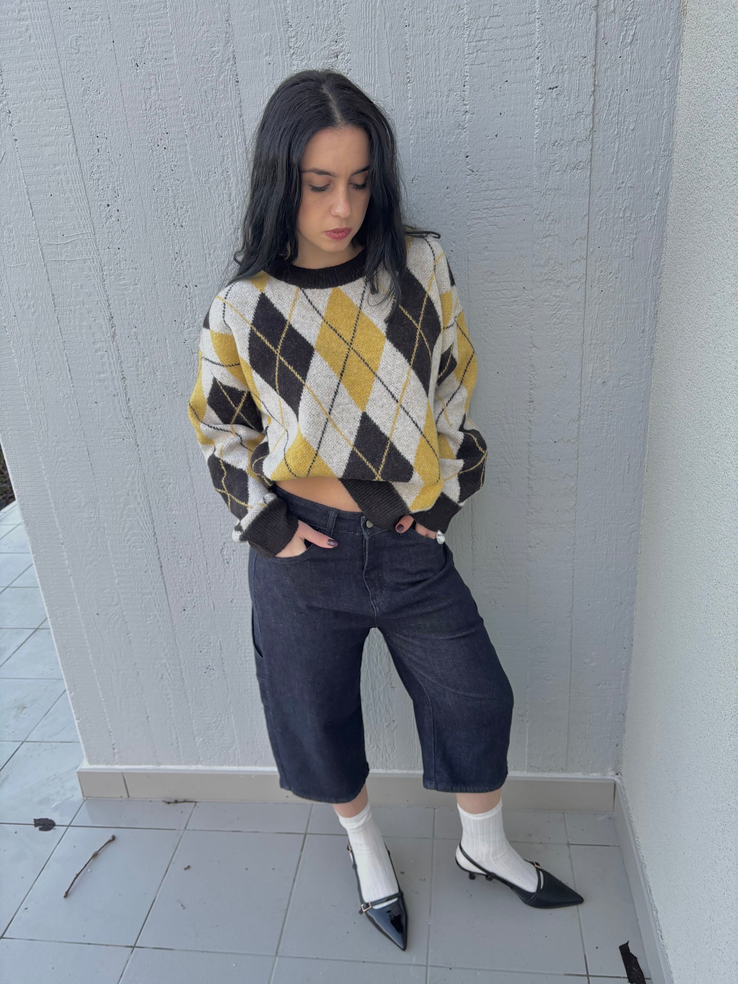 MAGLIONE ROMBI GIALLO