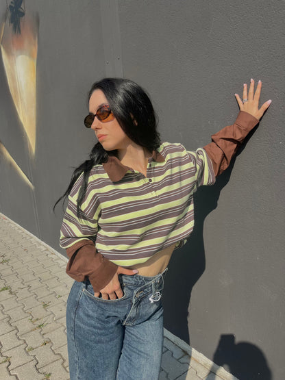 POLO STRIPES RETRO LIME/CIOCCOLATO