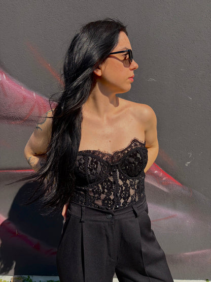 BUSTIER GRETA PIZZO NERO