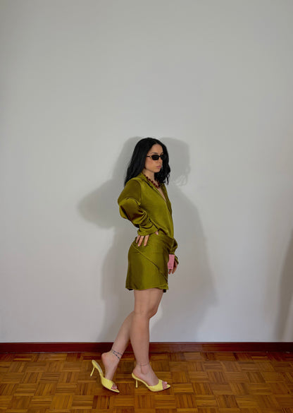 SET CAMICIA + PAREO RASO VERDE OLIVA