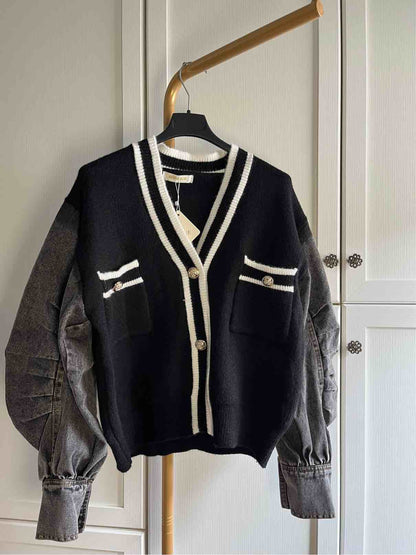 Cardigan con maniche denim