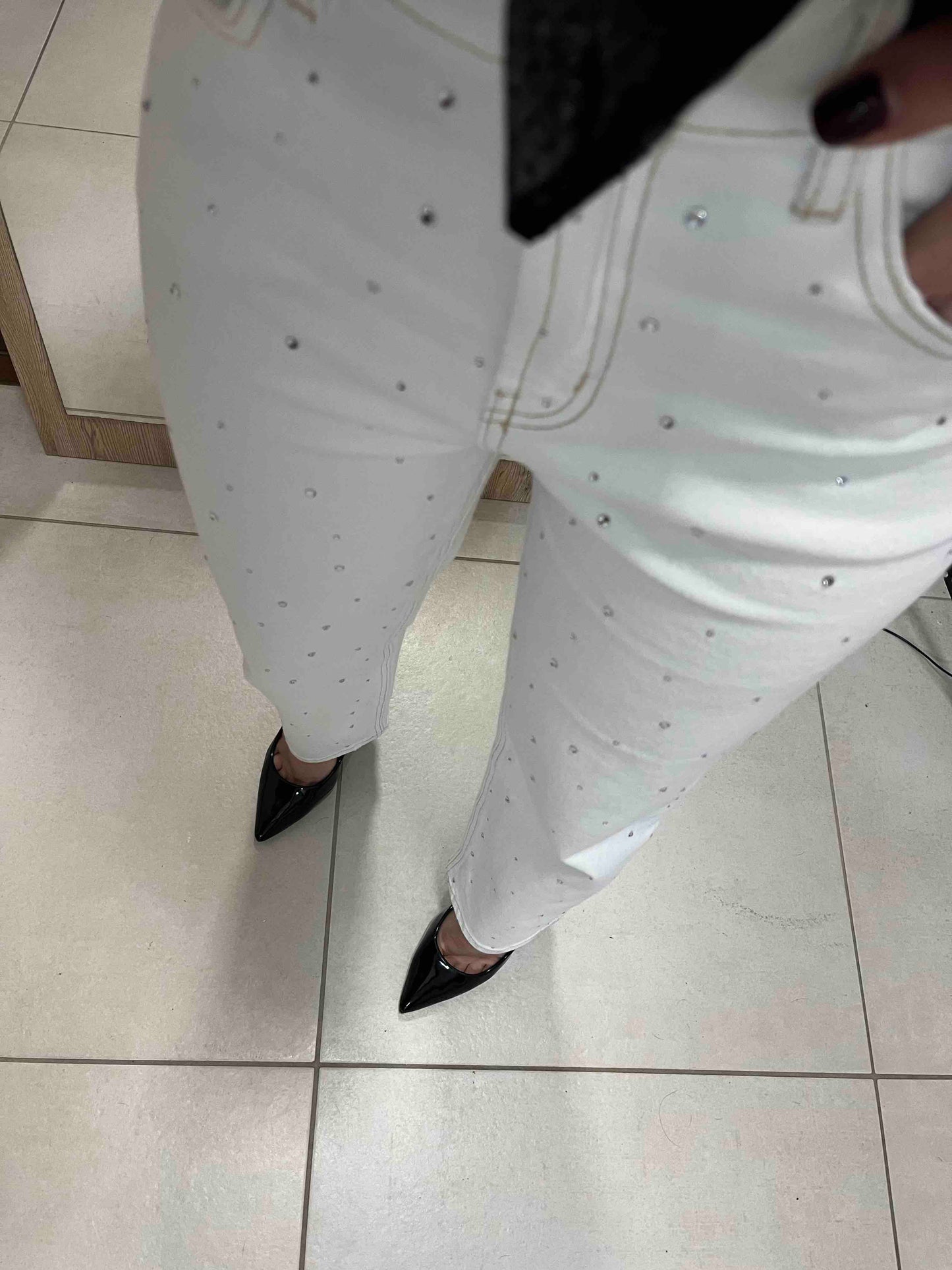 Jeans bianco strass